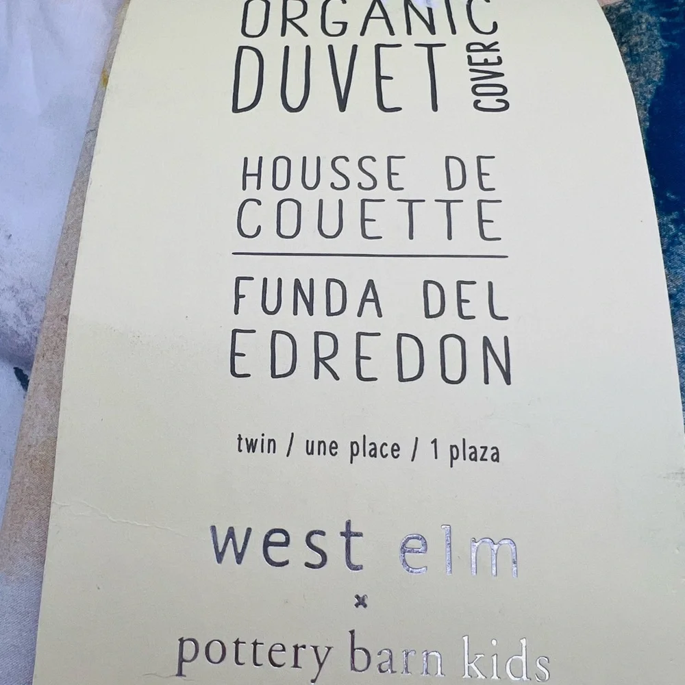West Elm x Pottery Barn Twin Duvet Watercolor Cover - Teal, Mustard, Beige NWT